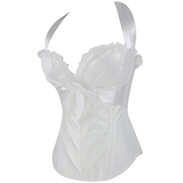 un corset de couleur blanc vintage avec des lacets de serrage