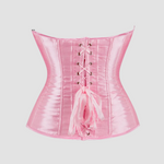 corset rose satinée avec lacet d'attaches au dos