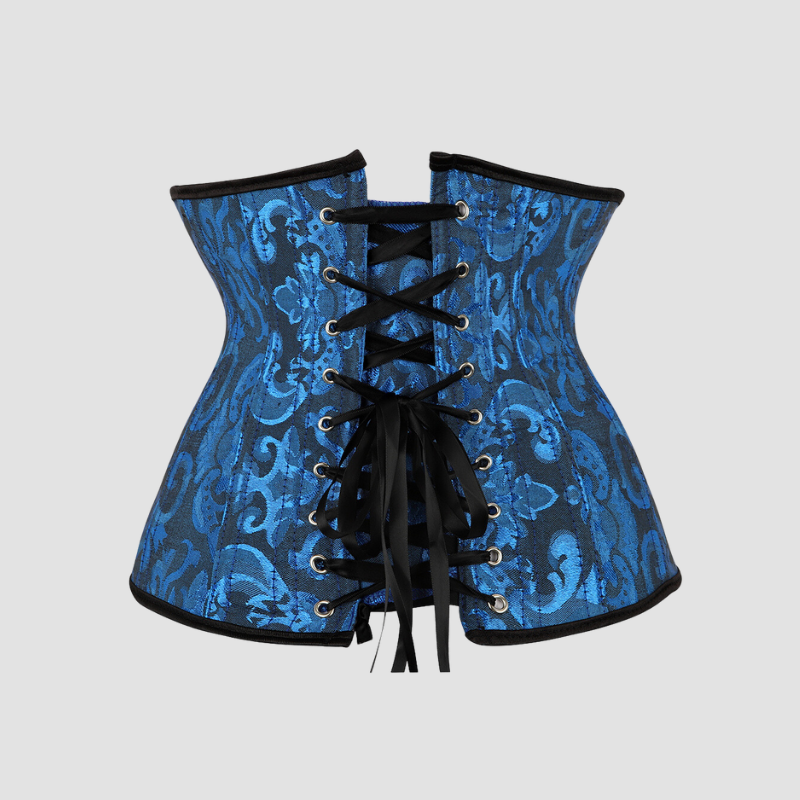 lacet au dos d'un corset underbust bleu
