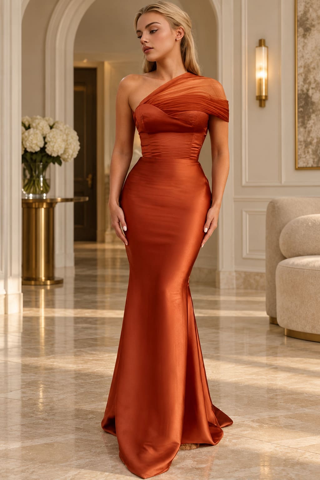 Robe Corset Terracotta Asymétrique - Amara