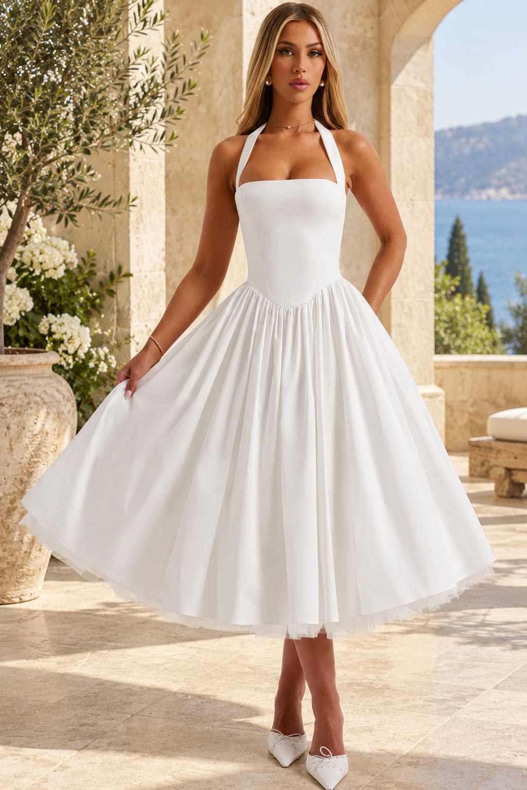 Robe Corset en A et Col Carré à Licou - Élisa