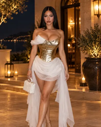 Robe Corset Originale Blanche et Dorée